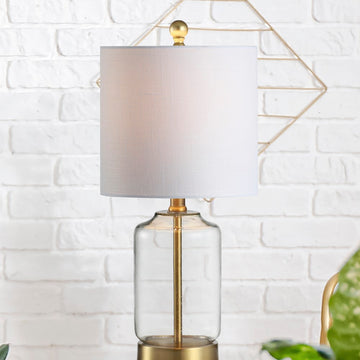 Duncan 20.5" Glass/Metal LED Table Lamp - JONATHAN Y